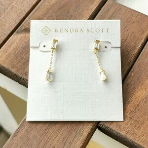Kendra Scott Juliette Earrings. Gold White Crystal